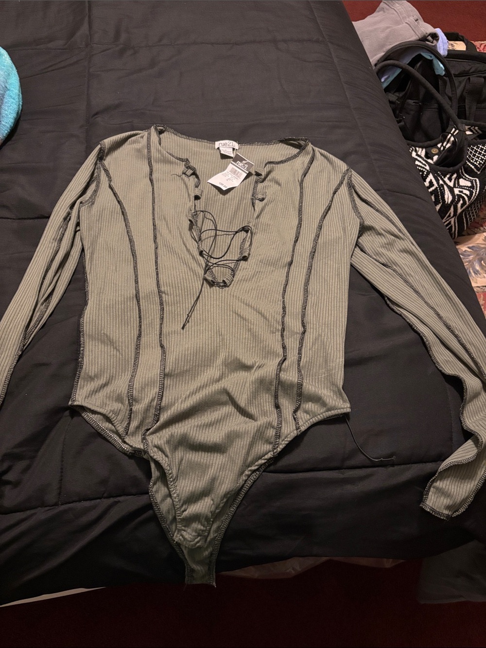 Sexy green tie up bodysuit